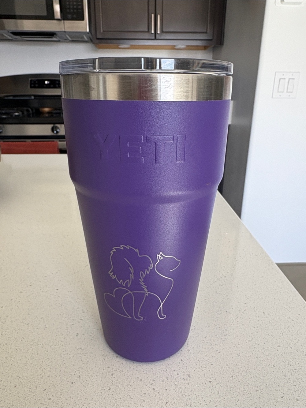 Yeti Purple Rambler Tumbler with Clear Lid - Picture 2 of 4